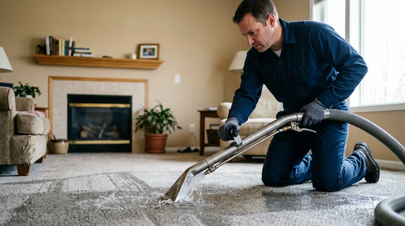 Water damage restoration technician working near Mitchell, IN